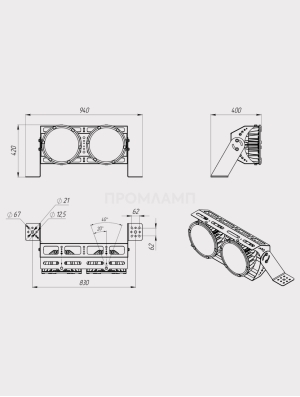 Размеры светильника FHB 17-460-740-D60